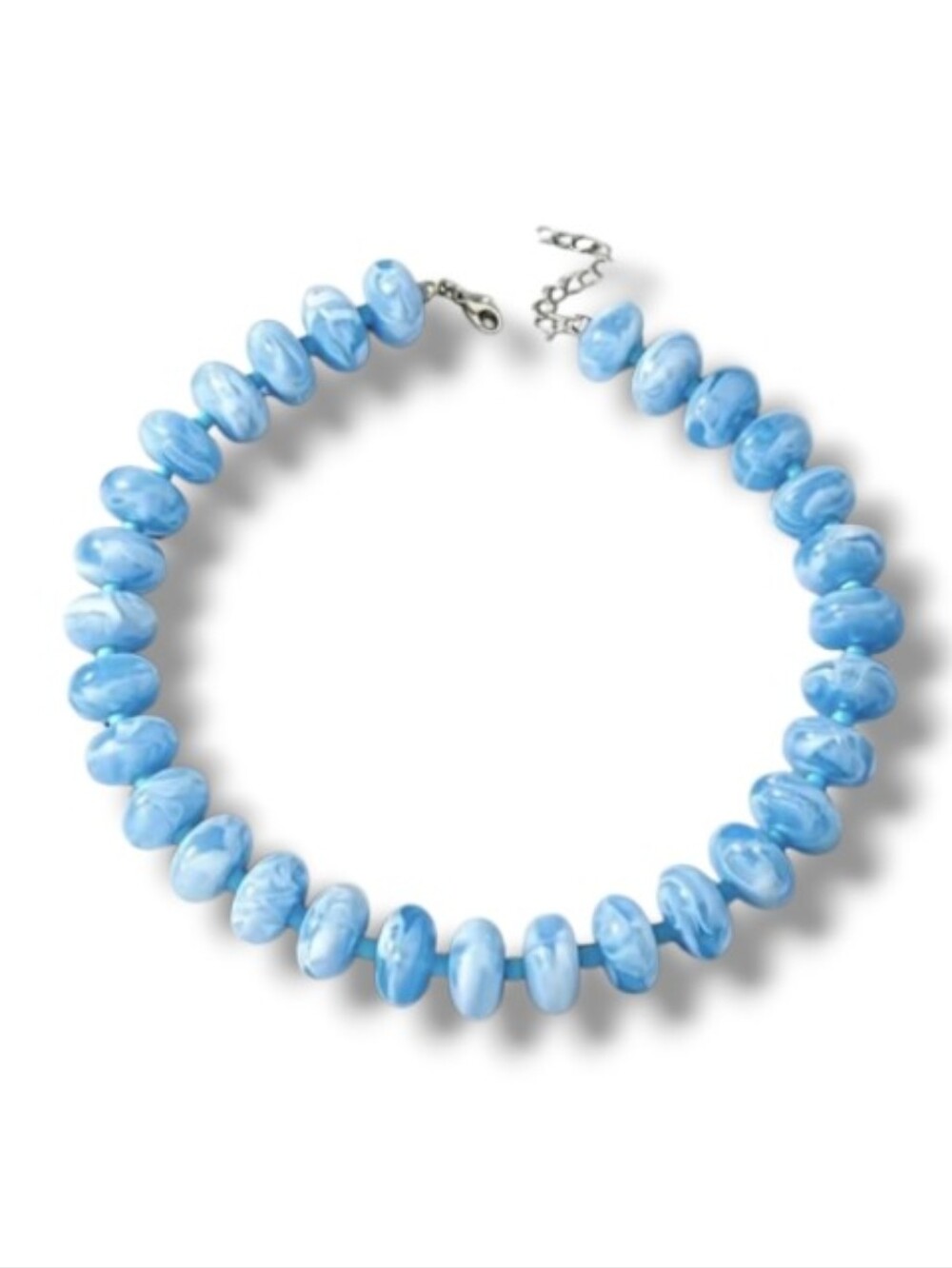 New! Chunky Sky Blue Bead Choker Necklace • NWOT #1085